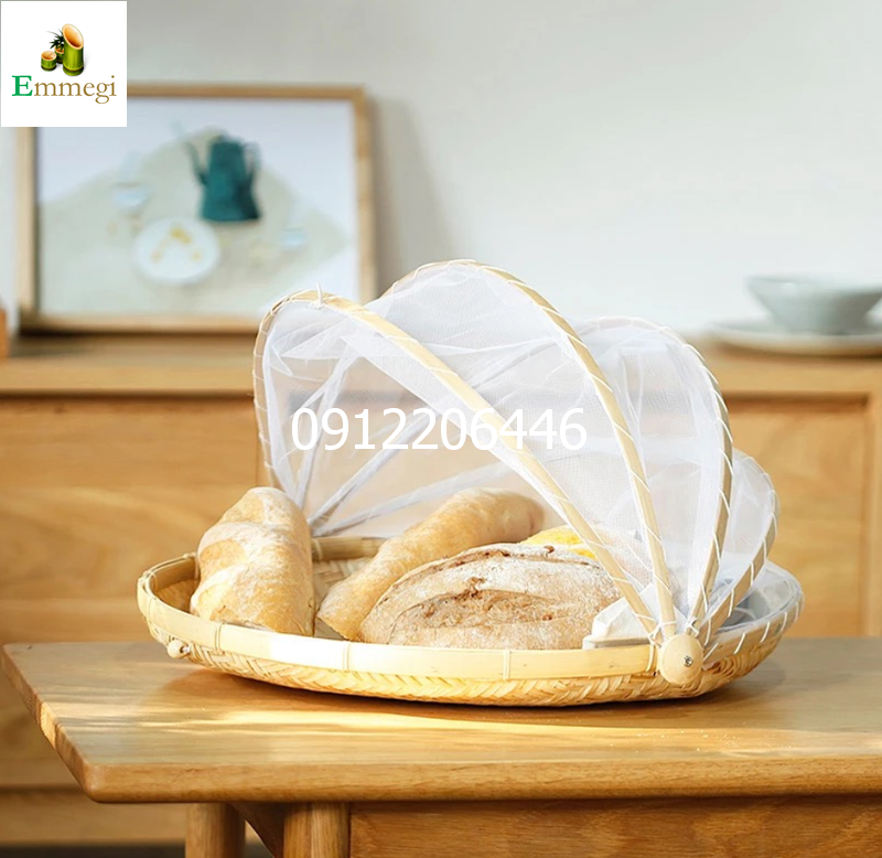 Mẹt tre lồng bàn tre gắn màng lưới  - có 3 size đường kính 30-35-40cm khách hàng lựa chọn trong ô tích chọn mầu