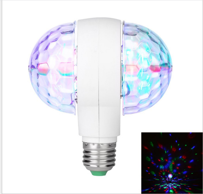 Bóng đèn vũ trường có đế cầu xoay 2 đầu 360 - đèn led xoay - đèn vũ trường đôi - đèn led xoay 360 - đèn led vũ trường cầu xoay 2 đầu đèn xoay nhiều màu