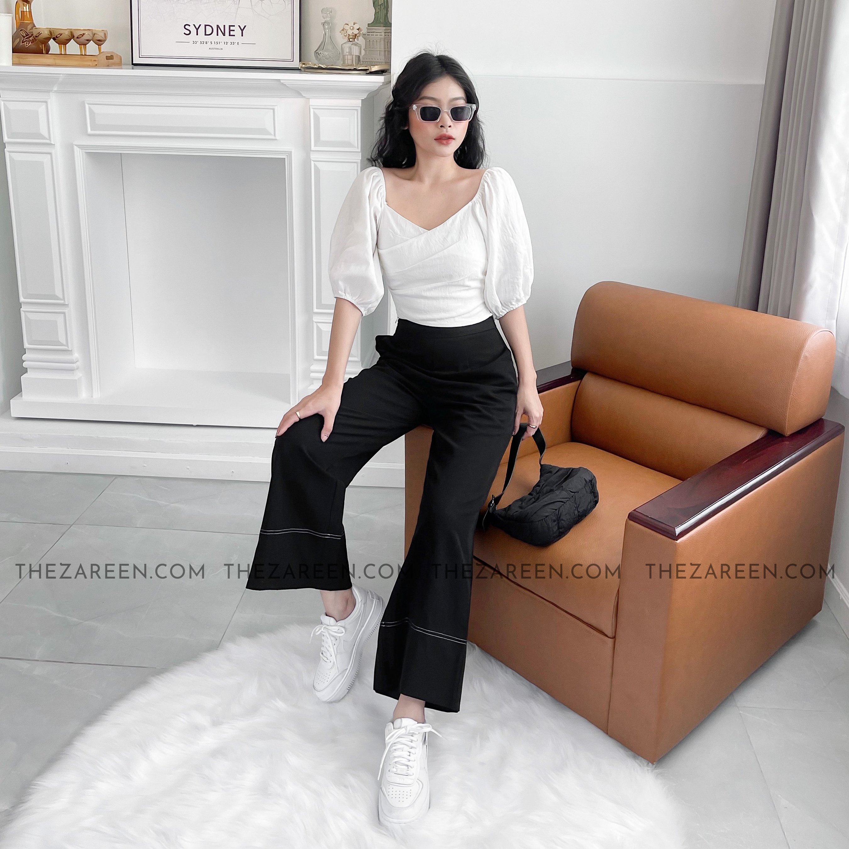 Zareen | quần tây ống loe chỉ nổi trs03