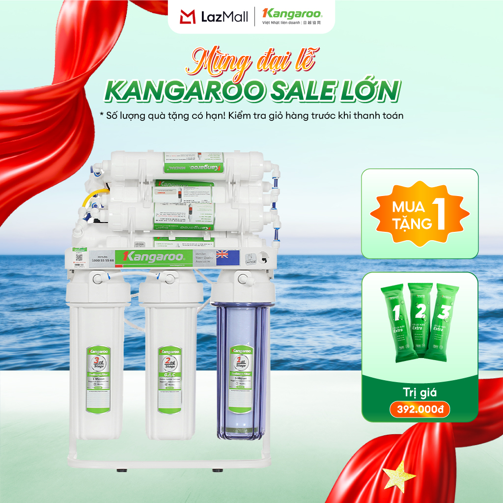 [MIỄN PHÍ LẮP ĐẶT] Máy Lọc Nước Kangaroo Hydrogen 10 Lõi Chân Quỳ KGRP10