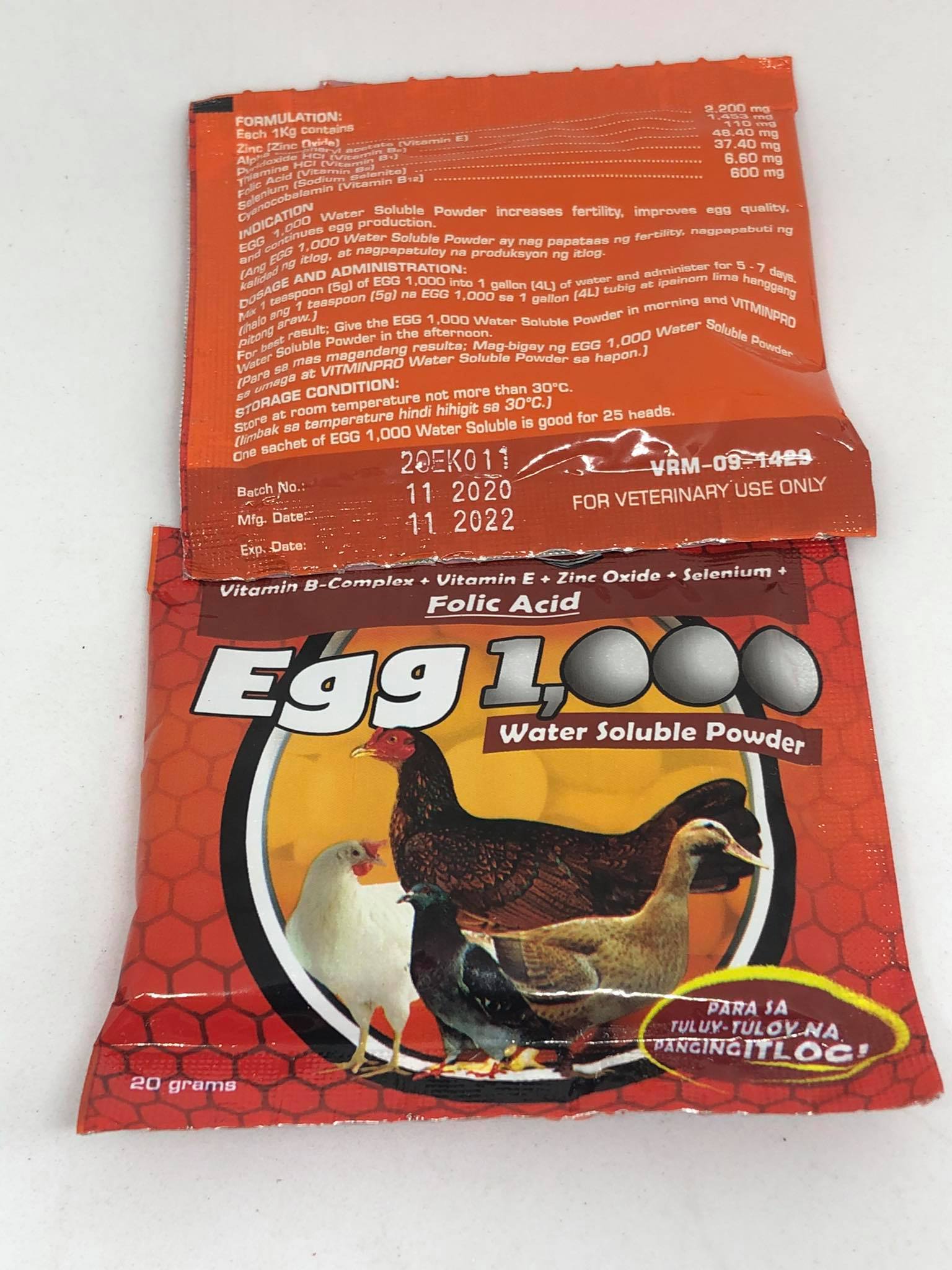 Egg 1000 - vitamin cho gà mái đẻ, gà nọc - hộp x 20 gói và lẻ 5 gói 10 gói