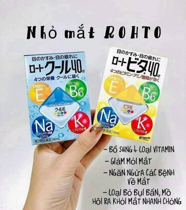Nhỏ mắt nhật bản rohto 12ml | nước nhỏ mắt rohto nhật bản vita 40 bổ sung vitamin