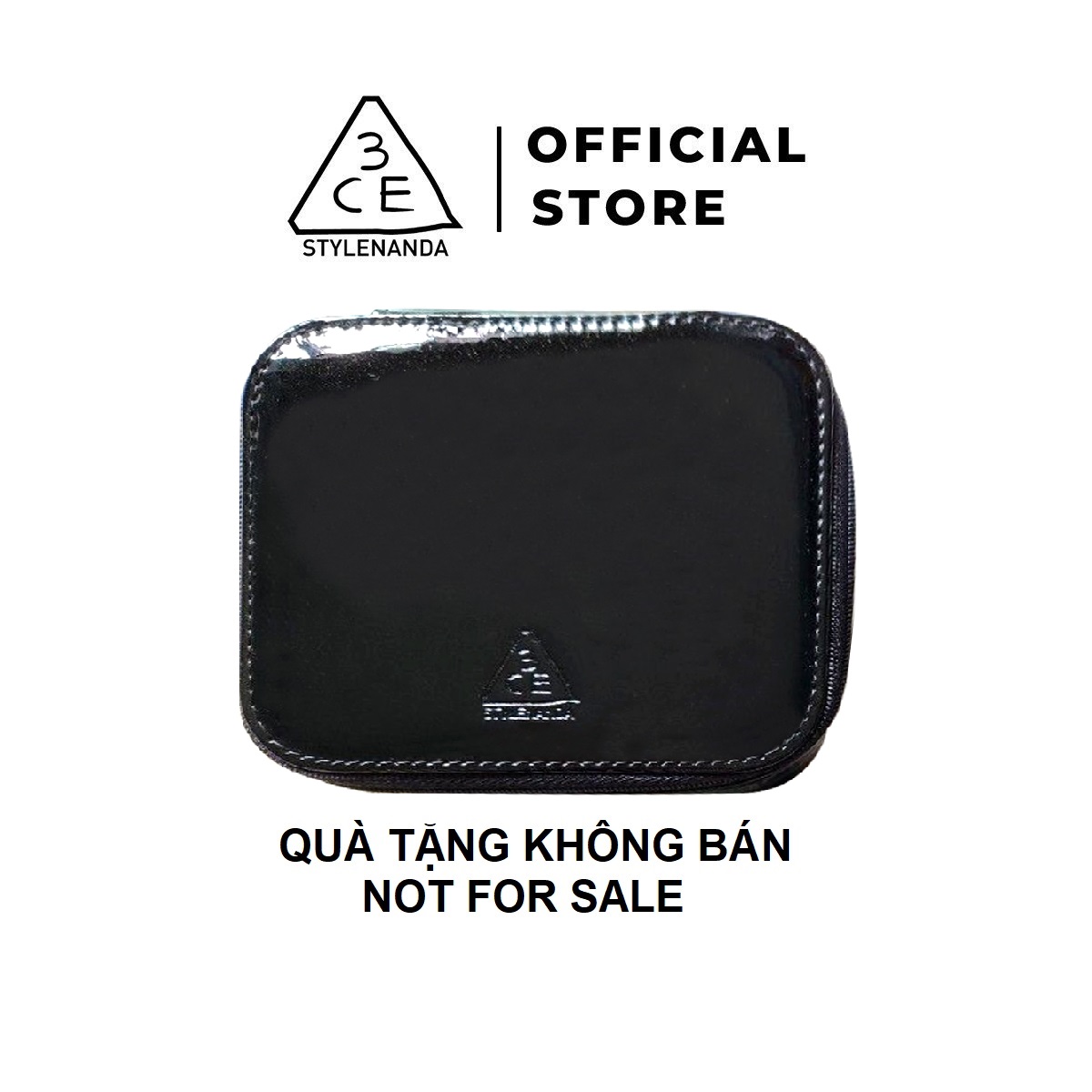 Túi đựng mỹ phẩm có gương 3ce enamel mirror pouch #black