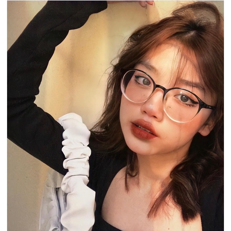 Kính không độ Kính cận OMBRE 19075 - 8132 Hot tiktok nhựa dẻo tròn Jolie eyewear
