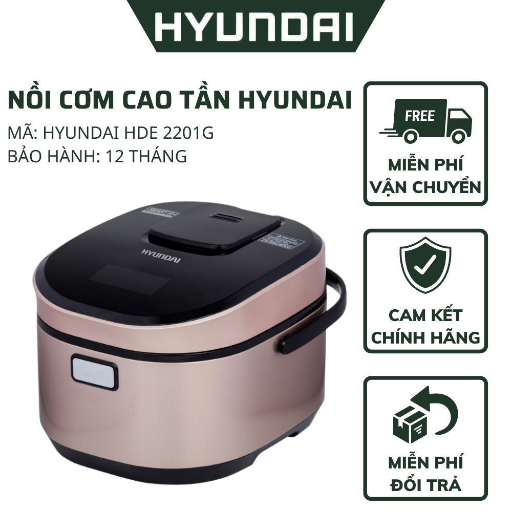 Nồi Cơm Điện Cao Tần Hyundai HDE 2200G gồm 2  dung tích 1,5L và 1.8L - Hàng chính hãng bảo hành 12 tháng