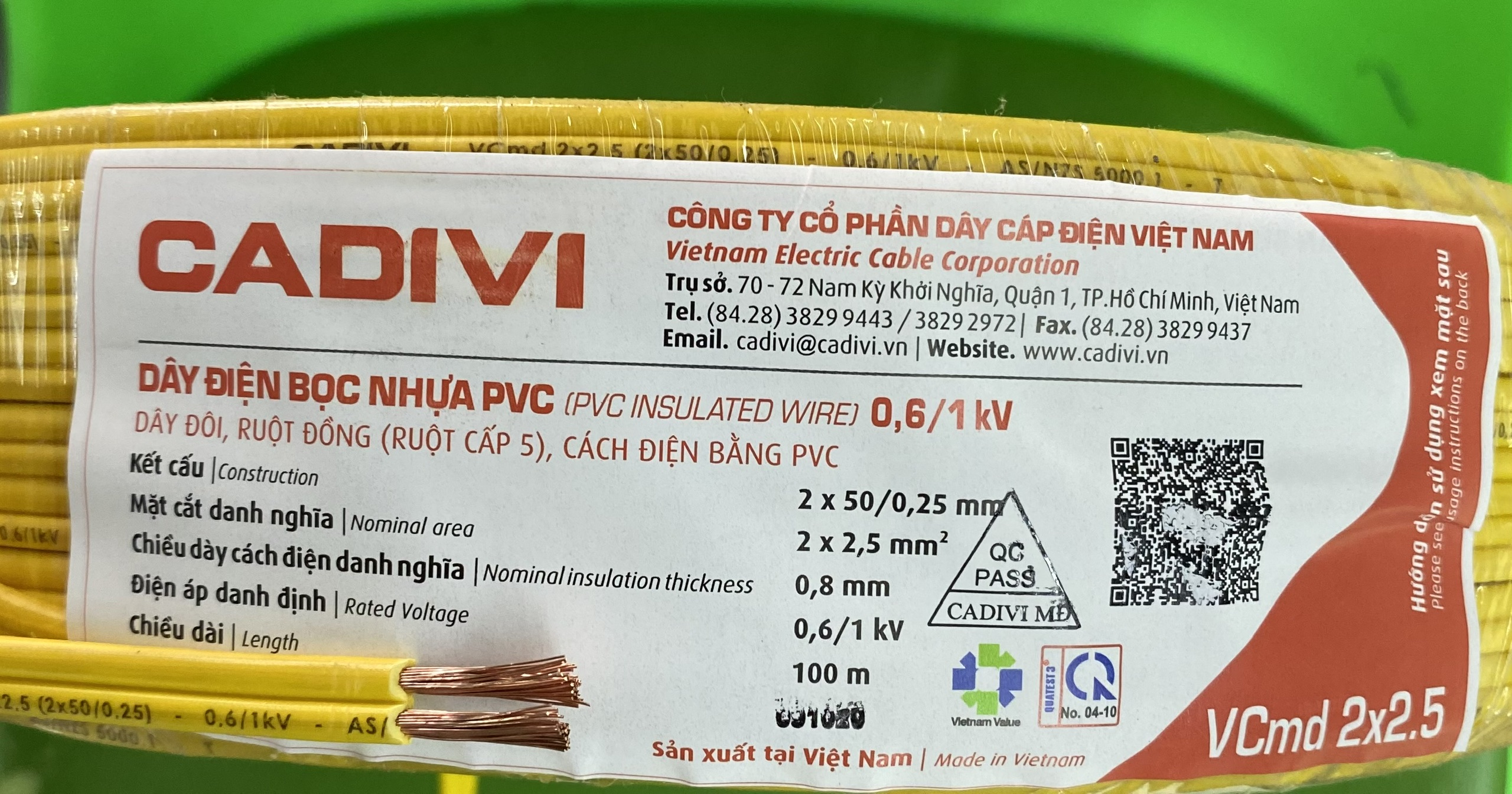 Dây điện đôi mềm cadivi 2 x 2.5 mm2 - bán lẻ theo mét