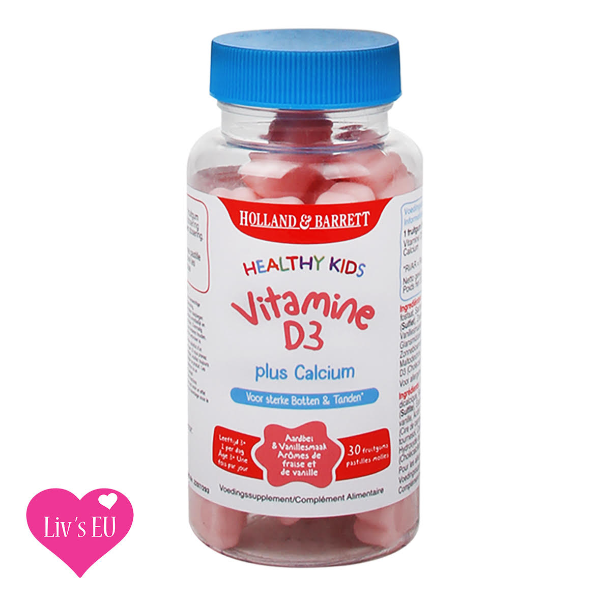 [HÀNG AIR ĐỦ BILL] Viên Kẹo Dẻo Vitamin D3 & Canxi Cho Bé - Liv EU - Holland & Barrett