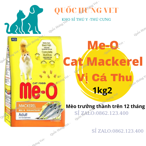 Thức Ăn Cho Mèo Hạt Me-O 1.2KG Dành Cho Mèo Trưởng Thành Cá Ngừ - Cá Thu - Hải Sản - Quốc Hưng Vet
