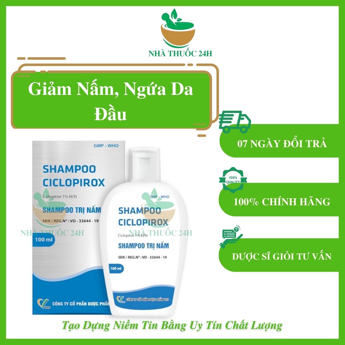 Dầu gội shampoo ciclopirox giảm nấm, ngứa da đầu, lọ 100ml