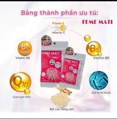 Viên uống men phụ khoa feme mati 30 viên nhật bản