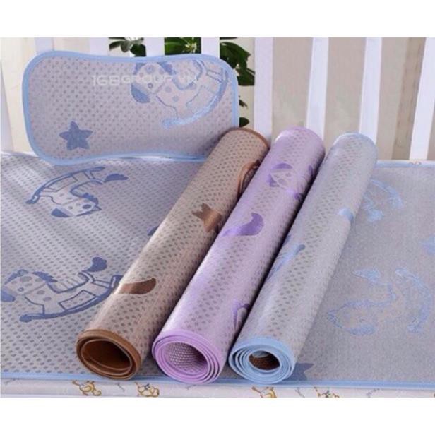 Chiếu lụa điều hoà cho bé 60cmx120cm kèm gối thảo dược xịn
