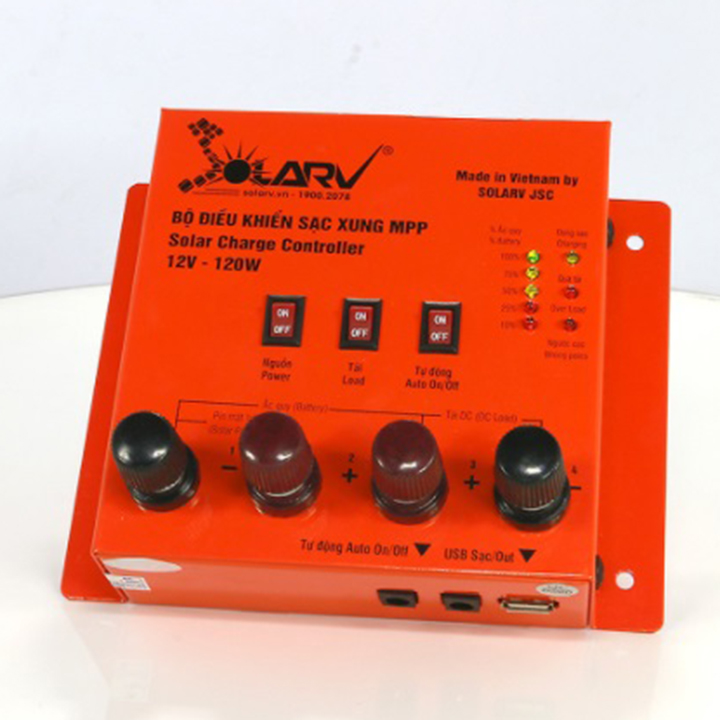 Bộ điều khiển sạc xung cao cấp solarv 12v-120w, dùng được tối đa 120w pin với hệ 12v. - điện dân dụng.