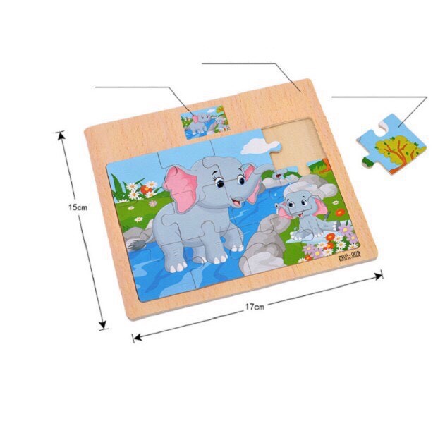 Tranh ghép giáo dục Tranh puzzle gỗ ghép 12 mảnh kèm hình có chọn mẫu dành cho trẻ từ 2-5 tuổi 3