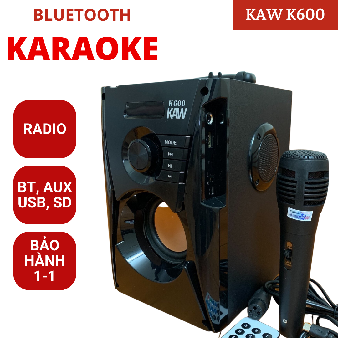 Loa hát karaoke xách tay, loa bluetooth di động, loa keo thương hiệu KAW-K17-K500-K600 - Tặng kèm micro, mẫu mới nhất 2023, bảo hành 1 đổi 1 -12 tháng