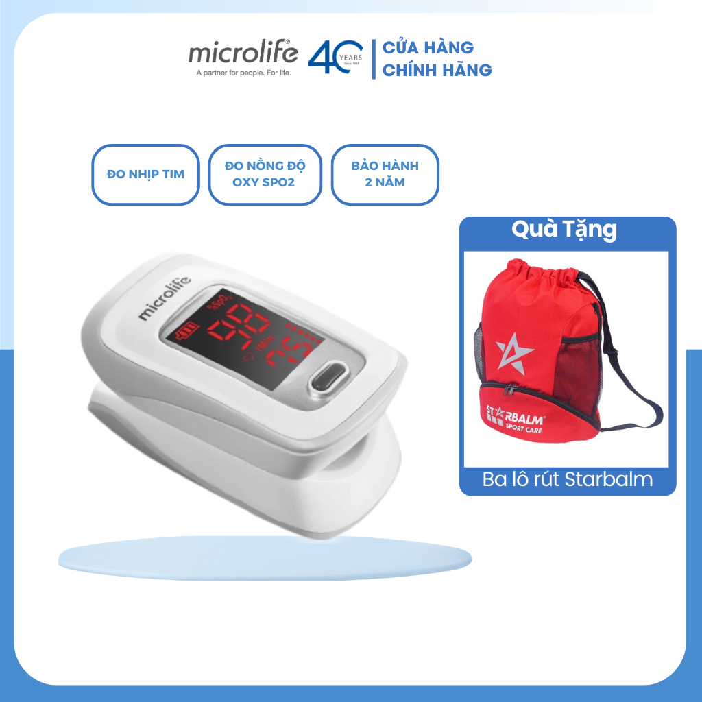 Máy đo nồng độ oxy trong máu microlife oxy 200, đo nồng độ oxy & nhịp tim, bảo hành 2 năm