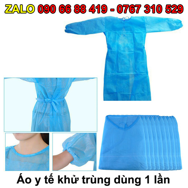 [Set 5 cái] Áo y tế khử trùng dùng 1 lần - Áo choàng y tế dùng 1 lần trong y tế, Spa, phun xăm thẩm mỹ viện