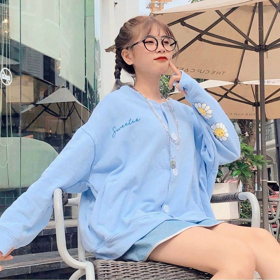 [HCM]áo khoác cardigan nam nử vải nỉ in chữ sweetie