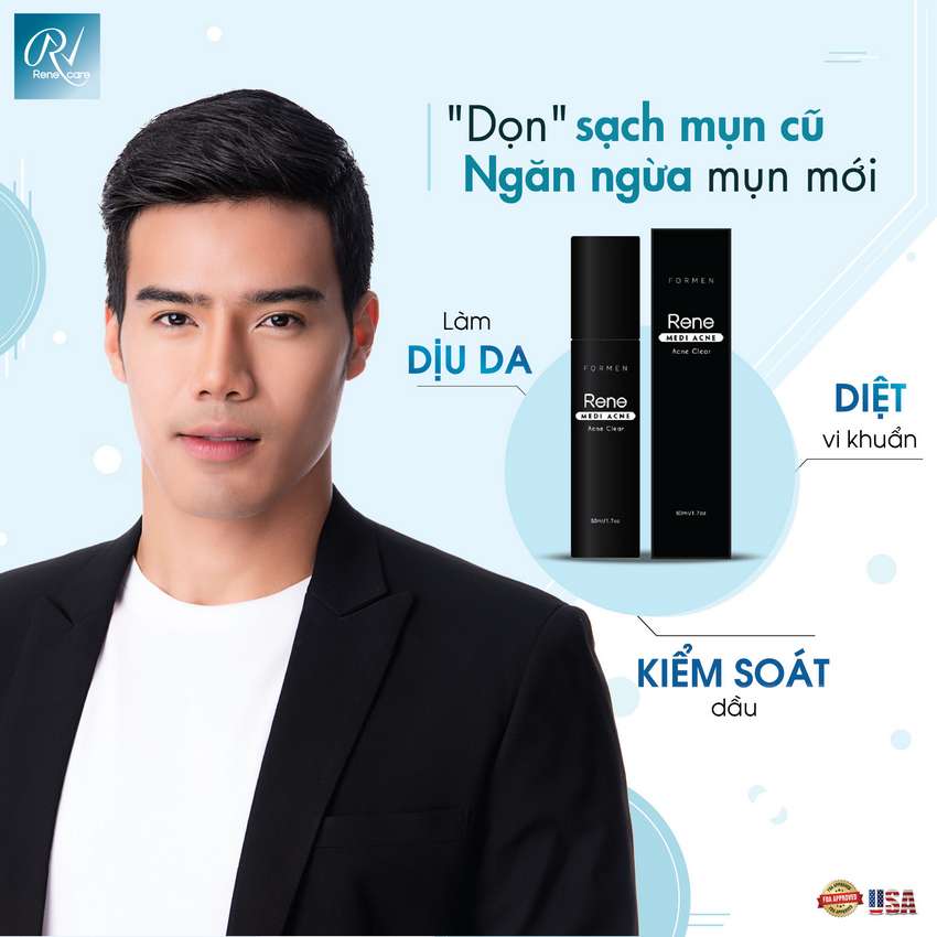 Kem chuyên mụn cho Nam [mụn ẩn; mụn viêm - kiềm dầu] Rene Medi Acne – Acne Clear For Men