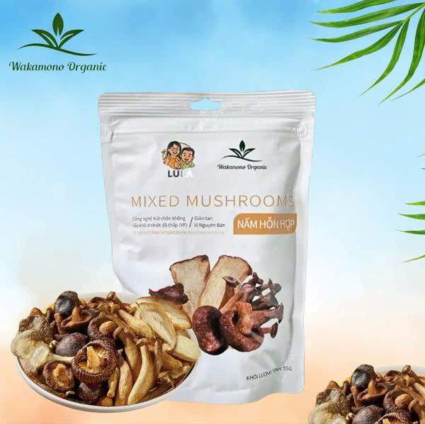  Nấm mix vị Nguyên Bản sấy giòn 55g gói – Không dầu snack ăn vặt healthy giòn rụm ngọt tự nhiên. 