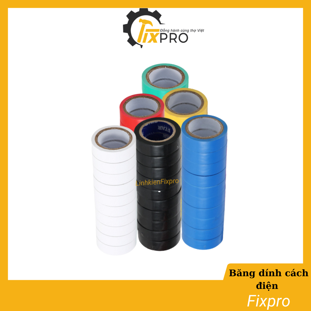 Băng dính cách điện PVC màu trắng chống cháy chống thấm nước, chịu nhiệt độ cao - Linh Kiện Fixpro