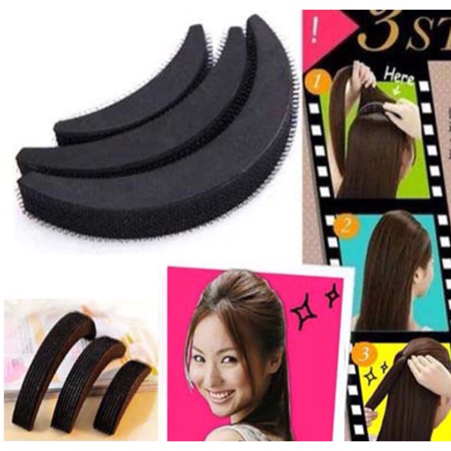 Bộ 3 Miếng độn mái phồng, Kẹp tóc chuyên dụng tạo độ phồng tóc