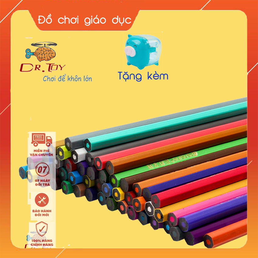 Hàng chính hãng - Hộp bút chì màu Pensing, 36 cây tặng kèm gọt bút chì đáng yêu