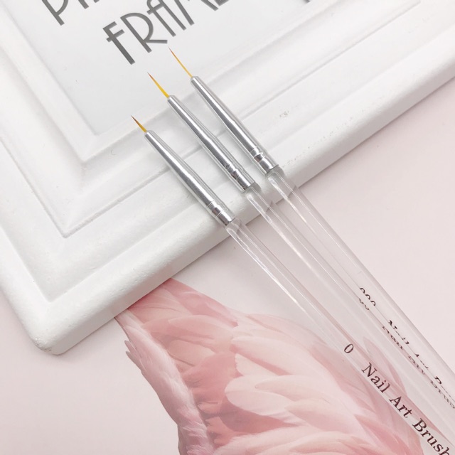Set 3 cọ tỉa siêu nhỏ thân trong chuyên vẽ móng nails- phụ kiện nails minh anh