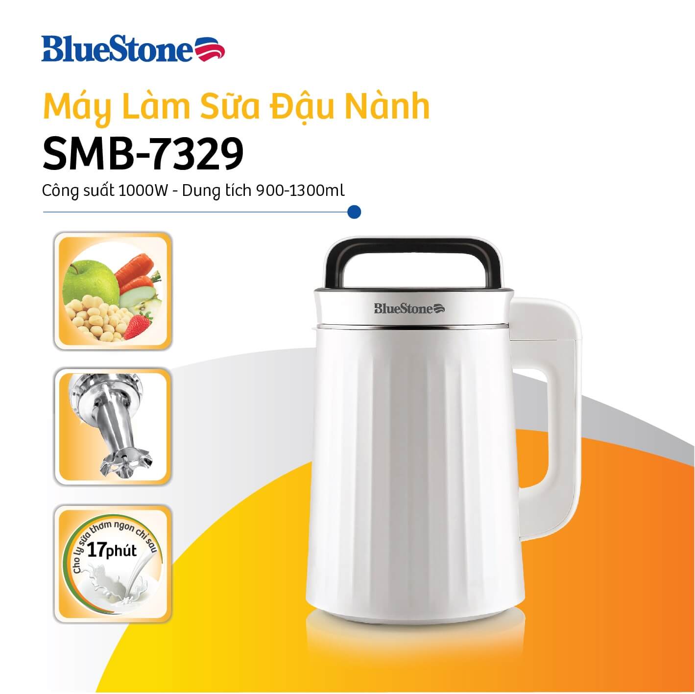 Máy làm sữa hạt đa năng bluestone smb-7329 1.3 lít 1000w