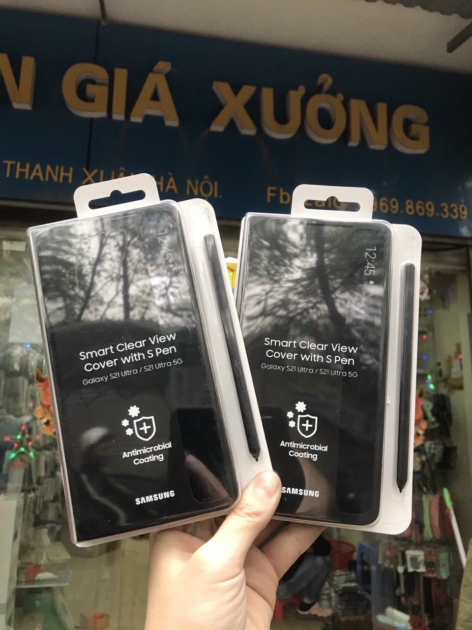 Bao da clear view kèm bút s pen samsung galaxy s21 ultra 5g hãng