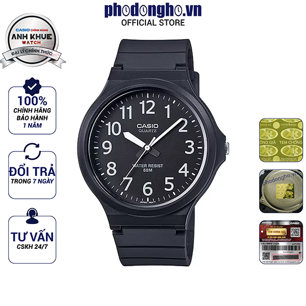 Đồng hồ nam dây nhựa casio anh khuê mw-240-1bvdf