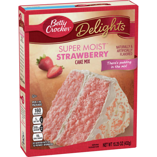 Bột Làm Bánh Pha Sẵn Vị Dâu Betty Crocker Super Moist Strawberry Cake Mix (Hộp 432gr) - USA