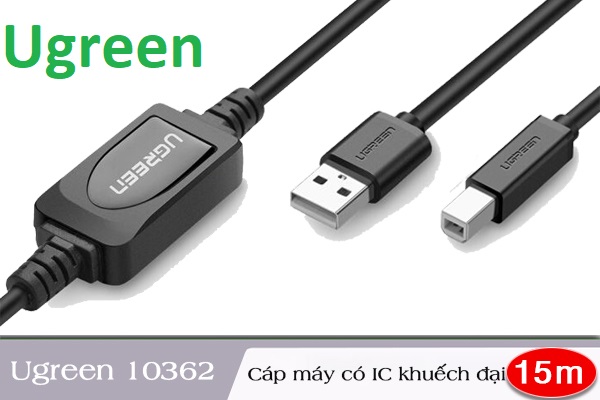 Cáp máy in dài 15m tích hợp ic khuếch đại ugreen 10362 - hàng chính hãng