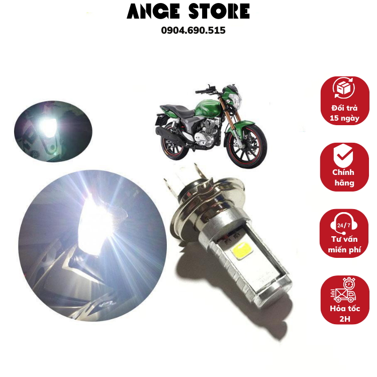 Đèn pha led siêu sáng, đèn led cho xe máy, đèn pha moto 3 chân chân sieu sáng