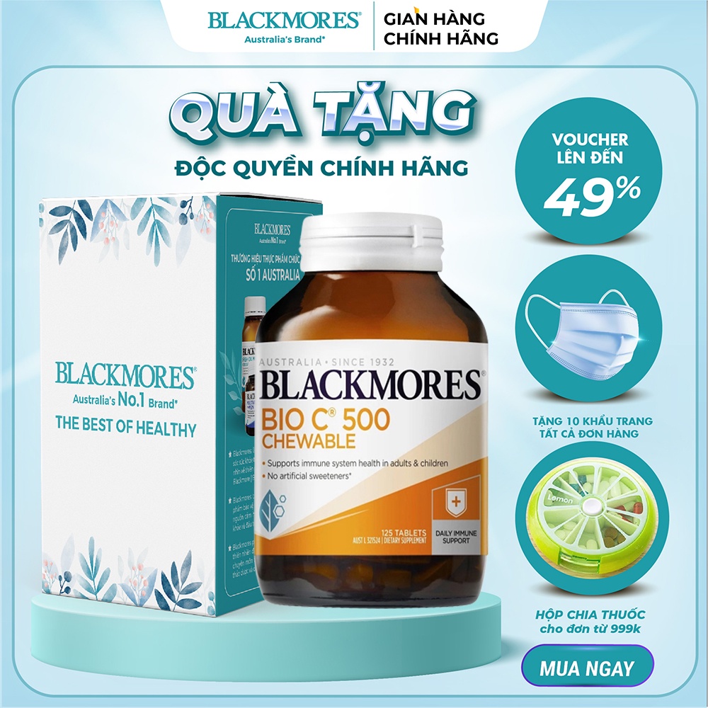 Viên bổ sung vitamin C dạng nhai Bio C 500mg Blackmores Úc 125 viên