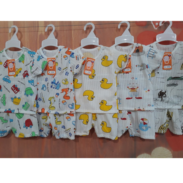 Combo 5 bộ cộc cotton giấy cài vai cho bé