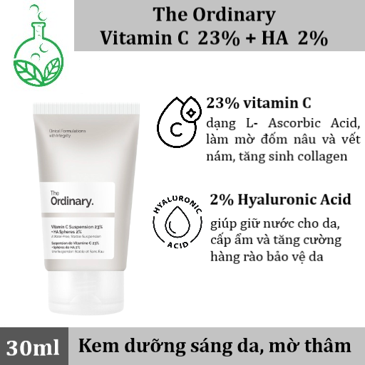 Kem Dưỡng Trắng da, mờ thâm sạm The Ordinary. Vitamin C Suspension 23% + HA Spheres 2%