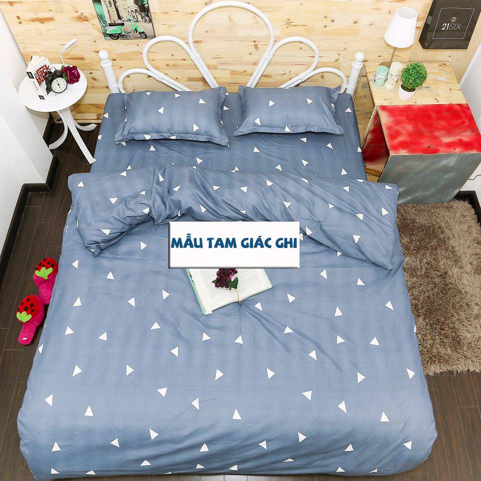 Ga trải giường,Drap ga giường vải cotton poly,đủ kích thước mẫu tam giác ghi