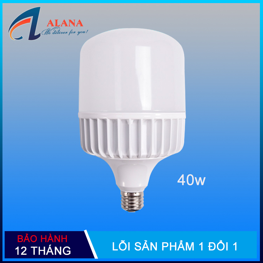 Đèn led Bulb, Bulb trụ thân nhôm 40w ánh sáng trắng