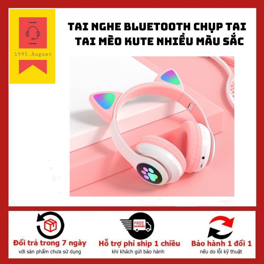 Tai nghe bluetooth tai mèo kute, hỗ trợ thẻ nhớ, AUX, pin lên tới 4h + 6 lựa chọn màu sắc + Bảo hành 6 tháng tại Phụ Kiện 1995.August