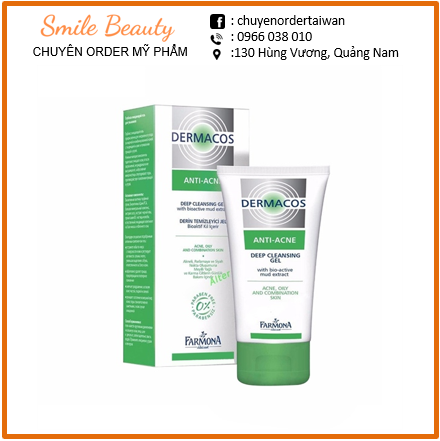 Gel Rửa Sạch Sâu, Ngừa Mụn Dermacos Anti-Acne Deep Cleansing Gel Farmona 150ml