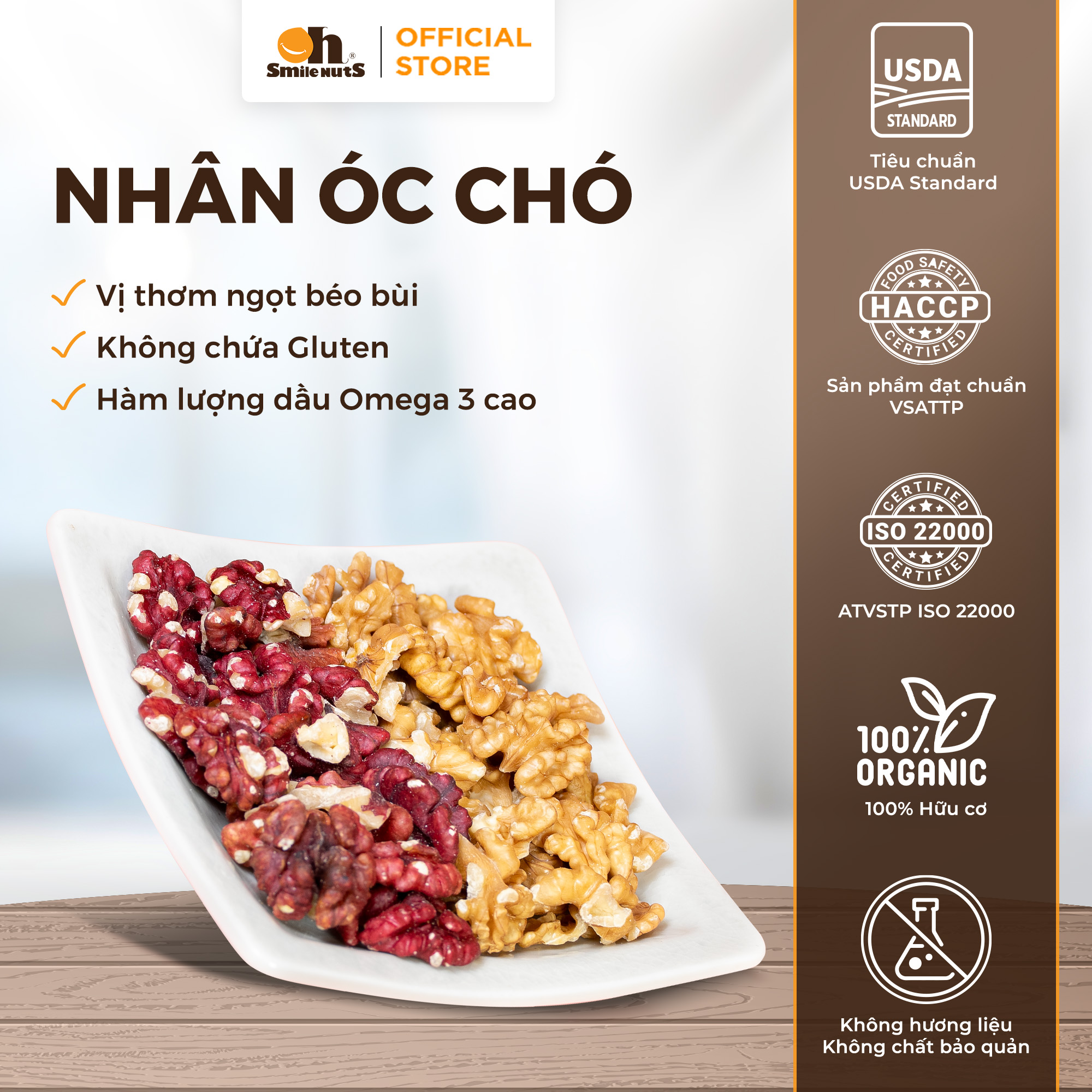 Quả óc chó Mỹ túi 500g - Kèm dụng cụ tách vỏ, có chứa hàm lượng lớn axit béo Omega-3, Vitamin E, phốt pho và Axit Amin L-Arginne