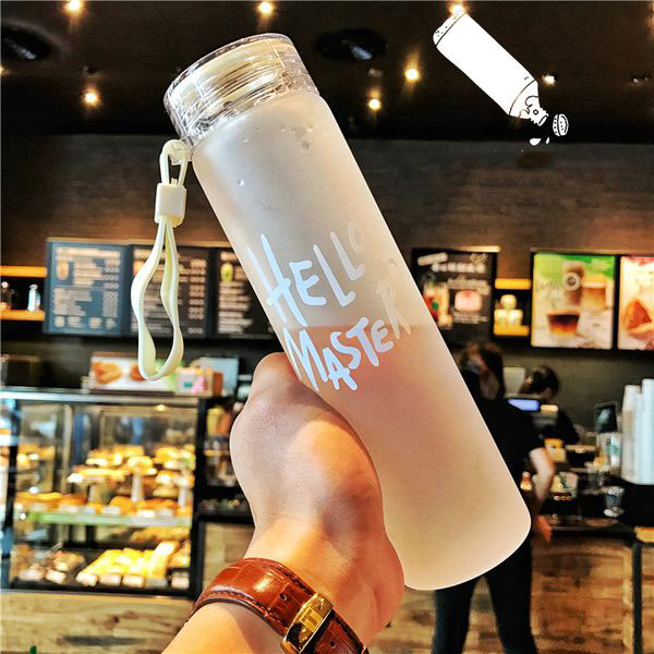 Bình Nước Thủy Tinh Nhiều Màu Hello Master màu sắc, Bình Nước Thủy Tinh Hello Master 450 Dây xách