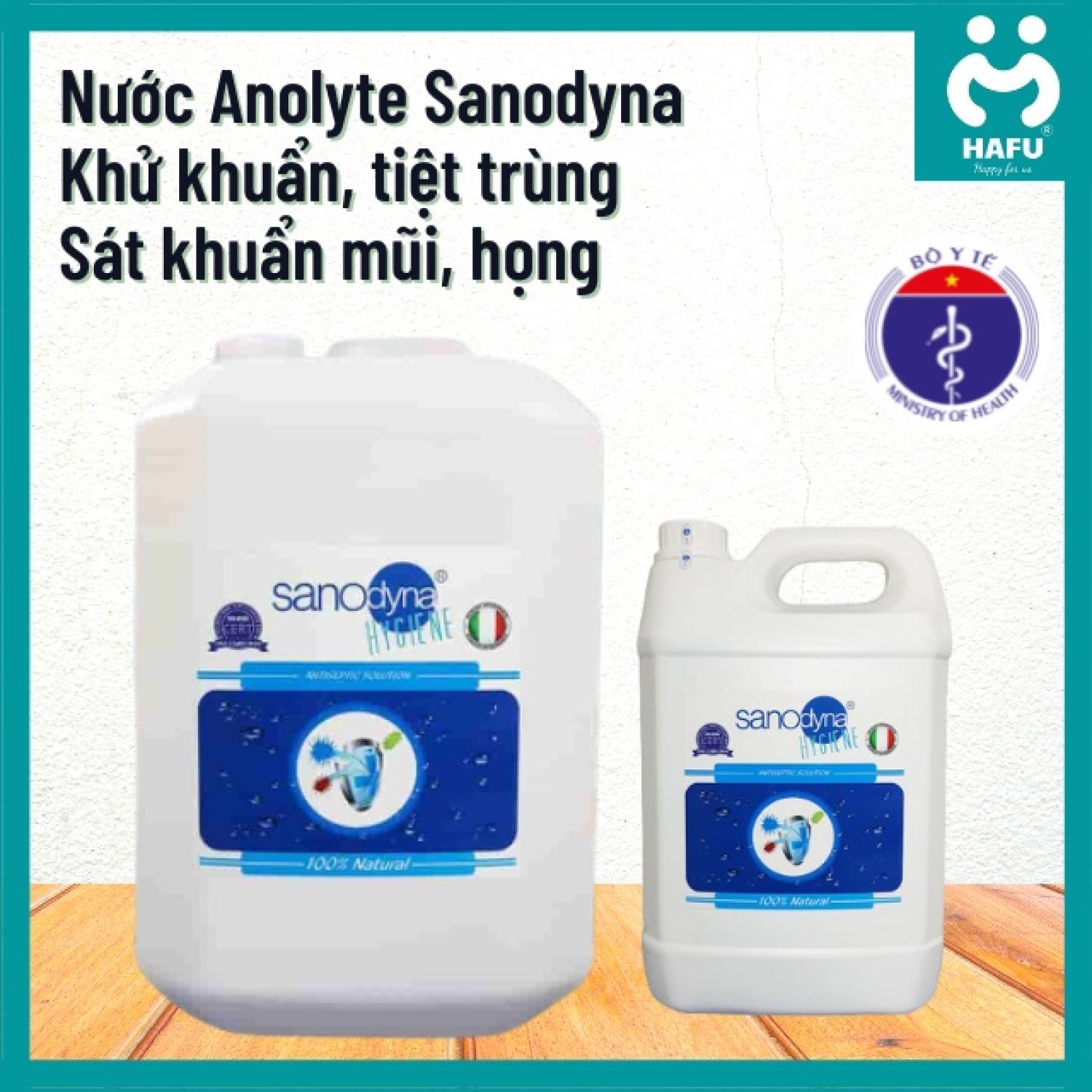 Dung dịch Sanodyna khử khuẩn, sát khuẩn Mũi Họng, nước anolyte (Can 5 lít và can 20 lít)