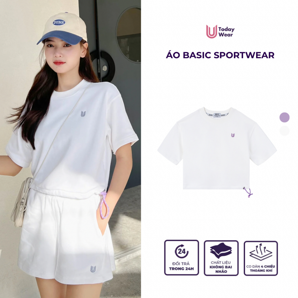 Áo thun form rộng dáng ngắn vải nỉ da cá Basic Sportwear Today U Wear