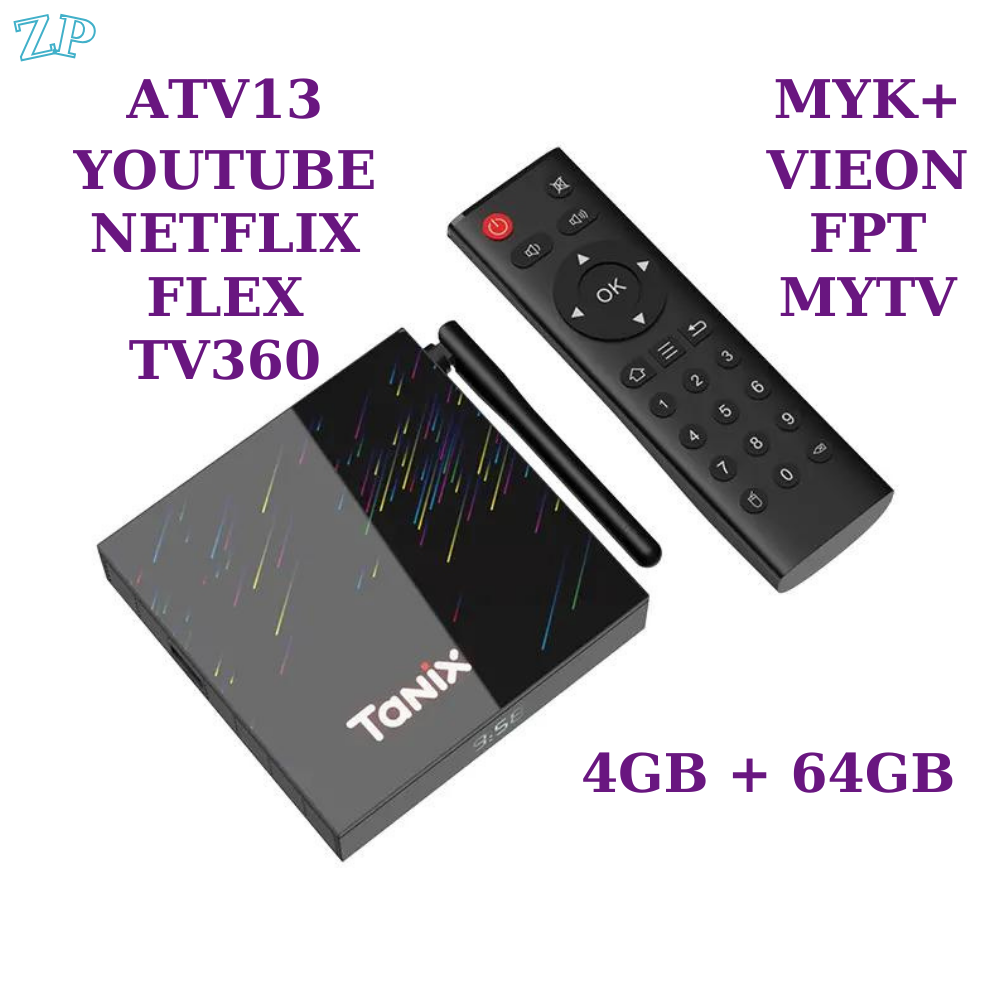 Tivi Box giọng nói TANIX TX68 WiFi6 ATV13 4/64 NETFLIX, TV Box giọng nói, NETFLIX, Free xem truyền hình bóng đá ca nhạc youtube ko quảng cáo trọn đời