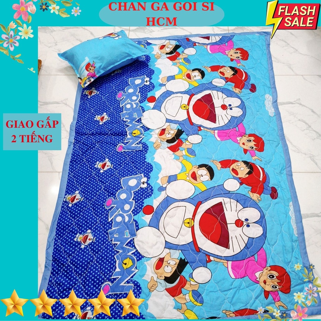Bộ chăn gối cho bé đi học mầm non và tiểu học 3 món,được chọn mẫu,doremon nobita