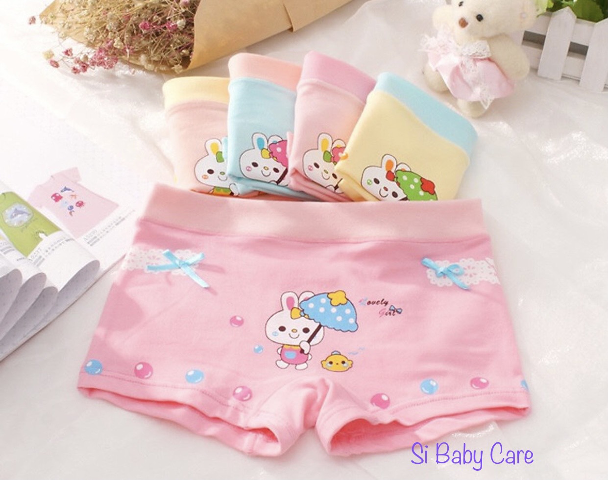 **FREESHIP**Set 4 Quần Chip cao cấp đùi hoặc chip tam giác hình thỏ cầm dù cho Bé Gái , hàng cao cấp,vải mịn, Co Dãn 4 chiều cho bé 3t-12tuoi