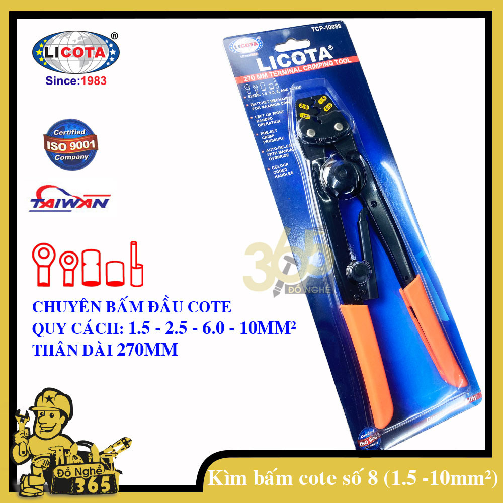Kìm bấm đầu cote số 8 Licota -, kìm bấm cos, kìm ép cos cao cấp, được chế tạo bằng thép CRV, có độ cứng tốt