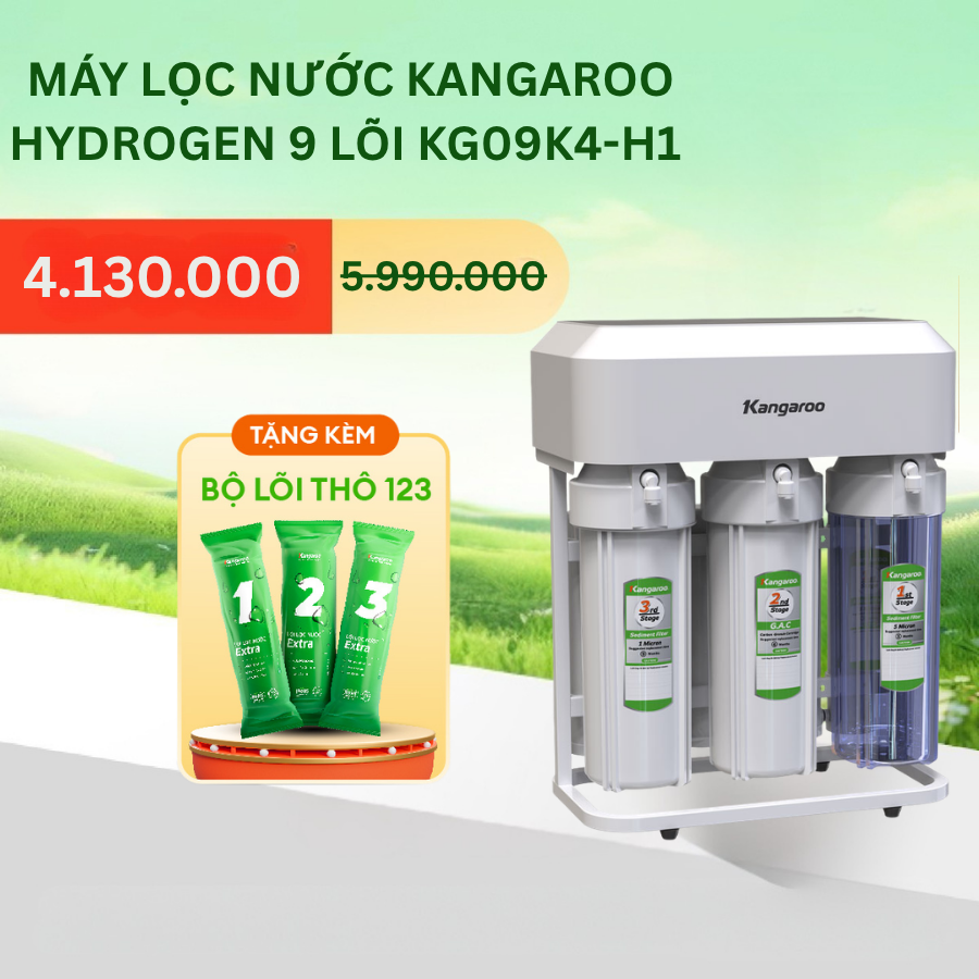 [Miễn Phí Lắp Đặt] Máy lọc nước Kangaroo Hydrogen KG09K4-H1 Hệ 9 lõi lọc thế hệ mới