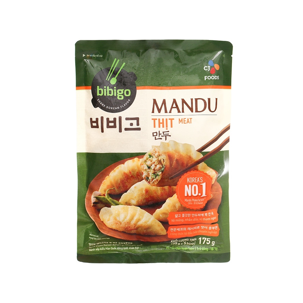 Mandu (BÁNH XẾP HÀN QUỐC) Bibigo 350g (vị Thịt Thịt Bắp và Hải Sản) gói 10c